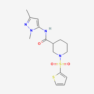 molecular formula C15H20N4O3S2 B1650346 N-(1,3-dimethyl-1H-pyrazol-5-yl)-1-(thiophen-2-ylsulfonyl)piperidine-3-carboxamide CAS No. 1171507-56-4