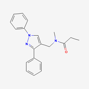 molecular formula C20H21N3O B1650350 N-[(1,3-diphenylpyrazol-4-yl)methyl]-N-methylpropanamide CAS No. 1171588-98-9