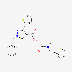 molecular formula C23H21N3O3S2 B1650355 {methyl[(thiophen-2-yl)methyl]carbamoyl}methyl 1-benzyl-3-(thiophen-2-yl)-1H-pyrazole-4-carboxylate CAS No. 1171660-29-9
