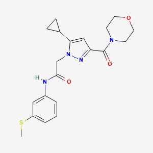 molecular formula C20H24N4O3S B1650359 2-(5-cyclopropyl-3-(morpholine-4-carbonyl)-1H-pyrazol-1-yl)-N-(3-(methylthio)phenyl)acetamide CAS No. 1171745-46-2