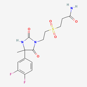 molecular formula C15H17F2N3O5S B1650362 3-{2-[4-(3,4-Difluorophenyl)-4-methyl-2,5-dioxoimidazolidin-1-yl]ethanesulfonyl}propanamide CAS No. 1171773-04-8