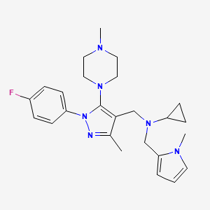molecular formula C25H33FN6 B1650365 N-cyclopropyl-N-{[1-(4-fluorophenyl)-3-methyl-5-(4-methylpiperazino)-1H-pyrazol-4-yl]methyl}-N-[(1-methyl-1H-pyrrol-2-yl)methyl]amine CAS No. 1171849-39-0