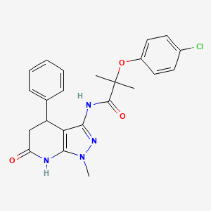 molecular formula C23H23ClN4O3 B1650366 2-(4-chlorophenoxy)-2-methyl-N-(1-methyl-6-oxo-4-phenyl-4,5,6,7-tetrahydro-1H-pyrazolo[3,4-b]pyridin-3-yl)propanamide CAS No. 1171850-36-4