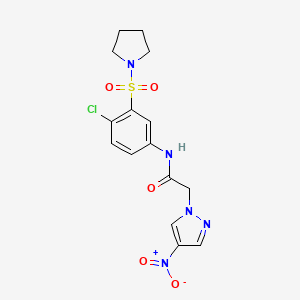 molecular formula C15H16ClN5O5S B1650371 N-[4-chloro-3-(pyrrolidine-1-sulfonyl)phenyl]-2-(4-nitro-1H-pyrazol-1-yl)acetamide CAS No. 1171920-59-4