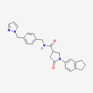 1-(2,3-dihydro-1H-inden-5-yl)-5-oxo-N-({4-[(1H-pyrazol-1-yl)methyl]phenyl}methyl)pyrrolidine-3-carboxamide