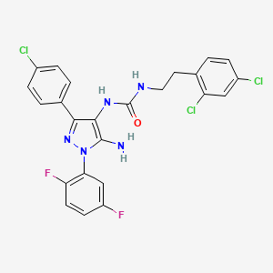 molecular formula C24H18Cl3F2N5O B1650379 N-[5-amino-3-(4-chlorophenyl)-1-(2,5-difluorophenyl)-1H-pyrazol-4-yl]-N'-(2,4-dichlorophenethyl)urea CAS No. 1172053-96-1