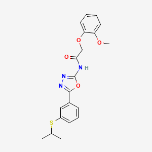 N-(5-(3-(isopropylthio)phenyl)-1,3,4-oxadiazol-2-yl)-2-(2-methoxyphenoxy)acetamide