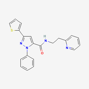 molecular formula C21H18N4OS B1650385 1-phenyl-N-[2-(pyridin-2-yl)ethyl]-3-(thiophen-2-yl)-1H-pyrazole-5-carboxamide CAS No. 1172392-19-6