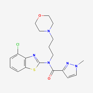 molecular formula C19H22ClN5O2S B1650387 N-(4-chloro-1,3-benzothiazol-2-yl)-1-methyl-N-(3-morpholin-4-ylpropyl)pyrazole-3-carboxamide CAS No. 1172442-82-8