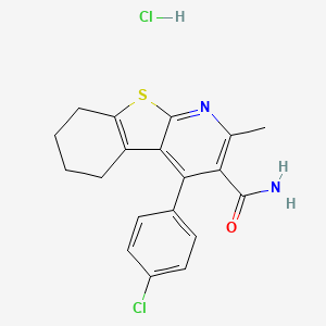3-(4-Chlorophenyl)-5-methyl-8-thia-6-azatricyclo[7.4.0.0^{2,7}]trideca-1(9),2,4,6-tetraene-4-carboxamide hydrochloride