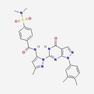 N-(1-(1-(3,4-dimethylphenyl)-4-oxo-4,5-dihydro-1H-pyrazolo[3,4-d]pyrimidin-6-yl)-3-methyl-1H-pyrazol-5-yl)-4-(N,N-dimethylsulfamoyl)benzamide