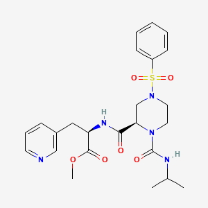 methyl (2R)-2-[[(2R)-4-(benzenesulfonyl)-1-(propan-2-ylcarbamoyl)piperazine-2-carbonyl]amino]-3-pyridin-3-ylpropanoate