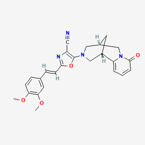 molecular formula C25H24N4O4 B1650420 2-[(E)-2-(3,4-Dimethoxyphenyl)ethenyl]-5-[(1S,9R)-6-oxo-7,11-diazatricyclo[7.3.1.02,7]trideca-2,4-dien-11-yl]-1,3-oxazole-4-carbonitrile CAS No. 1175834-20-4