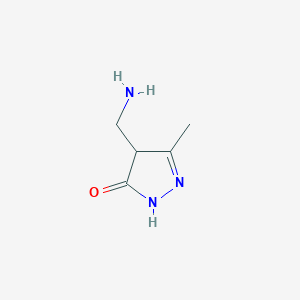 molecular formula C5H9N3O B1650426 4-(aminomethyl)-5-methyl-2,4-dihydro-3H-pyrazol-3-one CAS No. 1177281-29-6