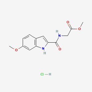 molecular formula C13H15ClN2O4 B1650433 methyl 2-[(6-methoxy-1H-indole-2-carbonyl)amino]acetate;hydrochloride CAS No. 1179374-97-0