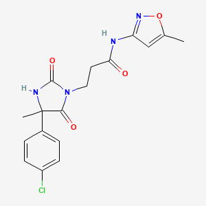 molecular formula C17H17ClN4O4 B1650441 3-[4-(4-chlorophenyl)-4-methyl-2,5-dioxoimidazolidin-1-yl]-N-(5-methyl-1,2-oxazol-3-yl)propanamide CAS No. 1181512-40-2