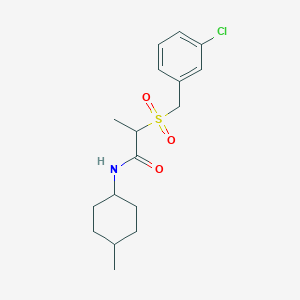 molecular formula C17H24ClNO3S B1650443 2-[(3-chlorophenyl)methylsulfonyl]-N-(4-methylcyclohexyl)propanamide CAS No. 1181538-98-6