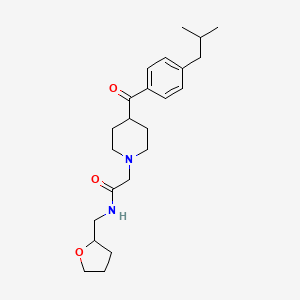 2-{4-[4-(2-methylpropyl)benzoyl]piperidin-1-yl}-N-[(oxolan-2-yl)methyl]acetamide