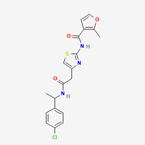molecular formula C19H18ClN3O3S B1650449 N-[4-({[1-(4-chlorophenyl)ethyl]carbamoyl}methyl)-1,3-thiazol-2-yl]-2-methylfuran-3-carboxamide CAS No. 1181893-32-2