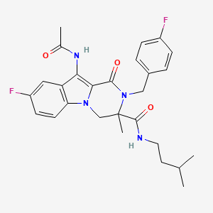molecular formula C27H30F2N4O3 B1650466 10-(acetylamino)-8-fluoro-2-(4-fluorobenzyl)-3-methyl-N-(3-methylbutyl)-1-oxo-1,2,3,4-tetrahydropyrazino[1,2-a]indole-3-carboxamide CAS No. 1184987-93-6