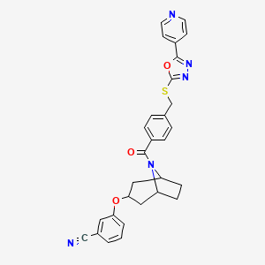 3-({8-[4-({[5-(4-Pyridyl)-1,3,4-oxadiazol-2-yl]sulfanyl}methyl)benzoyl]-8-azabicyclo[3.2.1]oct-3-yl}oxy)benzonitrile