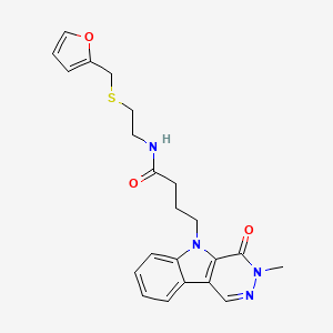 molecular formula C22H24N4O3S B1650475 N-{2-[(2-furylmethyl)thio]ethyl}-4-(3-methyl-4-oxo-3,4-dihydro-5H-pyridazino[4,5-b]indol-5-yl)butanamide CAS No. 1185002-40-7