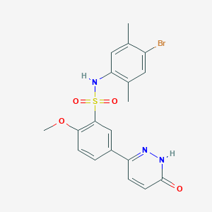 molecular formula C19H18BrN3O4S B1650476 N-(4-bromo-2,5-dimethylphenyl)-2-methoxy-5-(6-oxo-1,6-dihydropyridazin-3-yl)benzenesulfonamide CAS No. 1185005-87-1