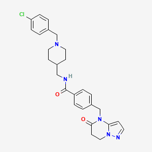 molecular formula C27H30ClN5O2 B1650484 N-{[1-(4-chlorobenzyl)piperidin-4-yl]methyl}-4-[(5-oxo-6,7-dihydropyrazolo[1,5-a]pyrimidin-4(5H)-yl)methyl]benzamide CAS No. 1185025-38-0