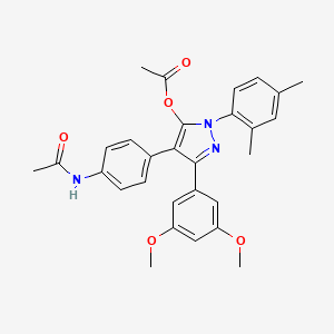 molecular formula C29H29N3O5 B1650488 4-[4-(acetylamino)phenyl]-3-(3,5-dimethoxyphenyl)-1-(2,4-dimethylphenyl)-1H-pyrazol-5-yl acetate CAS No. 1185037-73-3