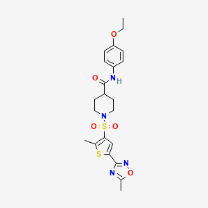 molecular formula C22H26N4O5S2 B1650489 N-(4-ethoxyphenyl)-1-{[2-methyl-5-(5-methyl-1,2,4-oxadiazol-3-yl)-3-thienyl]sulfonyl}piperidine-4-carboxamide CAS No. 1185042-31-2