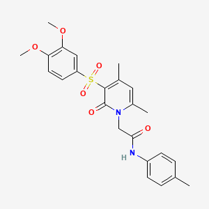 molecular formula C24H26N2O6S B1650496 2-[3-[(3,4-dimethoxyphenyl)sulfonyl]-4,6-dimethyl-2-oxopyridin-1(2H)-yl]-N-(4-methylphenyl)acetamide CAS No. 1185056-81-8