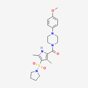 molecular formula C22H30N4O4S B1650497 1-{[3,5-dimethyl-4-(pyrrolidin-1-ylsulfonyl)-1H-pyrrol-2-yl]carbonyl}-4-(4-methoxyphenyl)piperazine CAS No. 1185059-70-4
