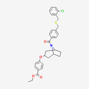 Ethyl 4-{[8-(4-{[(2-chlorobenzyl)sulfanyl]methyl}benzoyl)-8-azabicyclo[3.2.1]oct-3-yl]oxy}benzoate