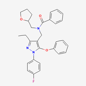 molecular formula C30H30FN3O3 B1650511 N~1~-{[3-ethyl-1-(4-fluorophenyl)-5-phenoxy-1H-pyrazol-4-yl]methyl}-N~1~-(tetrahydro-2-furanylmethyl)benzamide CAS No. 1185103-70-1
