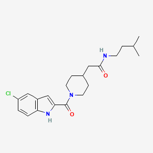 2-[1-(5-chloro-1H-indole-2-carbonyl)piperidin-4-yl]-N-(3-methylbutyl)acetamide