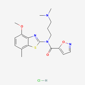 molecular formula C18H23ClN4O3S B1650514 N-(3-(dimethylamino)propyl)-N-(4-methoxy-7-methylbenzo[d]thiazol-2-yl)isoxazole-5-carboxamide hydrochloride CAS No. 1185107-03-2
