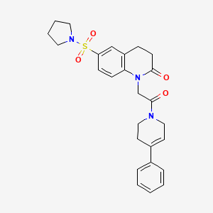molecular formula C26H29N3O4S B1650525 1-[2-oxo-2-(4-phenyl-3,6-dihydropyridin-1(2H)-yl)ethyl]-6-(pyrrolidin-1-ylsulfonyl)-3,4-dihydroquinolin-2(1H)-one CAS No. 1185132-03-9