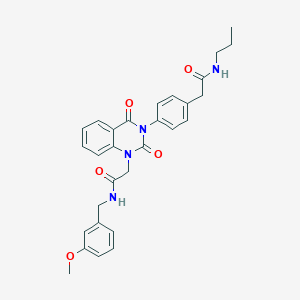 molecular formula C29H30N4O5 B1650527 2-[2,4-dioxo-3-{4-[2-oxo-2-(propylamino)ethyl]phenyl}-3,4-dihydroquinazolin-1(2H)-yl]-N-(3-methoxybenzyl)acetamide CAS No. 1185136-23-5