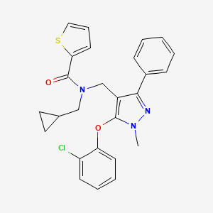molecular formula C26H24ClN3O2S B1650533 N~2~-{[5-(2-chlorophenoxy)-1-methyl-3-phenyl-1H-pyrazol-4-yl]methyl}-N~2~-(cyclopropylmethyl)-2-thiophenecarboxamide CAS No. 1185150-11-1