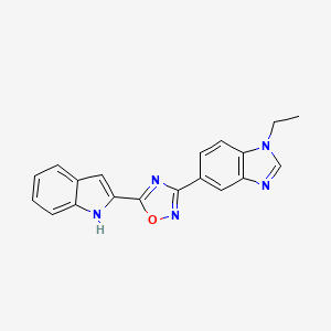 molecular formula C19H15N5O B1650534 1-ethyl-5-[5-(1H-indol-2-yl)-1,2,4-oxadiazol-3-yl]-1H-benzimidazole CAS No. 1185150-36-0
