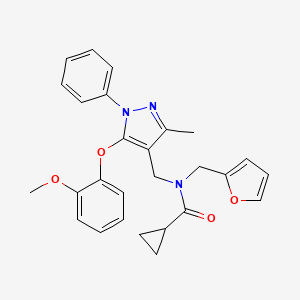 molecular formula C27H27N3O4 B1650535 N~1~-(2-furylmethyl)-N~1~-{[5-(2-methoxyphenoxy)-3-methyl-1-phenyl-1H-pyrazol-4-yl]methyl}-1-cyclopropanecarboxamide CAS No. 1185150-95-1