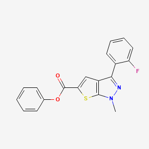 molecular formula C19H13FN2O2S B1650537 phenyl 3-(2-fluorophenyl)-1-methyl-1H-thieno[2,3-c]pyrazole-5-carboxylate CAS No. 1185153-81-4
