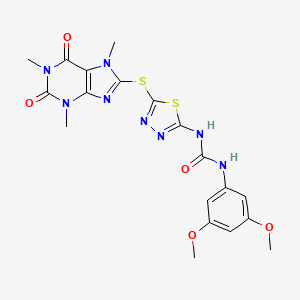 N-(3,5-dimethoxyphenyl)-N'-{5-[(1,3,7-trimethyl-2,6-dioxo-2,3,6,7-tetrahydro-1H-purin-8-yl)thio]-1,3,4-thiadiazol-2-yl}urea