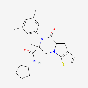 molecular formula C24H27N3O2S B1650541 N-cyclopentyl-6-(3,5-dimethylphenyl)-7-methyl-5-oxo-5,6,7,8-tetrahydrothieno[3',2':4,5]pyrrolo[1,2-a]pyrazine-7-carboxamide CAS No. 1185164-26-4