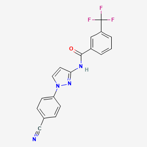 molecular formula C18H11F3N4O B1650544 N-[1-(4-cyanophenyl)-1H-pyrazol-3-yl]-3-(trifluoromethyl)benzamide CAS No. 1185168-20-0