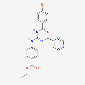 molecular formula C23H21BrN4O3 B1650556 ethyl 4-({(1E)-[(4-bromobenzoyl)amino][(pyridin-4-ylmethyl)amino]methylene}amino)benzoate CAS No. 1185244-60-3