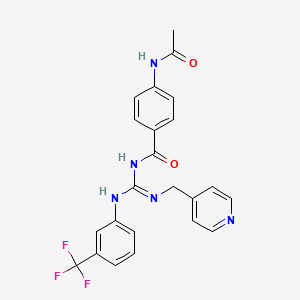 molecular formula C23H20F3N5O2 B1650557 4-(acetylamino)-N-((E)-[(pyridin-4-ylmethyl)amino]{[3-(trifluoromethyl)phenyl]imino}methyl)benzamide CAS No. 1185245-15-1