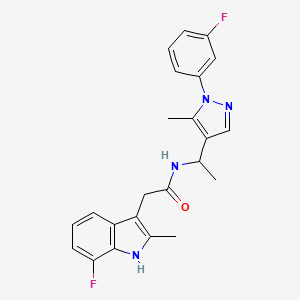 2-(7-fluoro-2-methyl-1H-indol-3-yl)-N-{1-[1-(3-fluorophenyl)-5-methyl-1H-pyrazol-4-yl]ethyl}acetamide