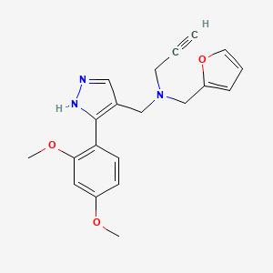 N-[[5-(2,4-dimethoxyphenyl)-1H-pyrazol-4-yl]methyl]-N-(furan-2-ylmethyl)prop-2-yn-1-amine
