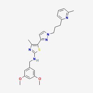 N-[(3,5-dimethoxyphenyl)methyl]-4-methyl-5-[1-[3-(6-methylpyridin-2-yl)propyl]pyrazol-3-yl]-1,3-thiazol-2-amine